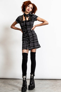 All Attitude Cut-Out Dress [ASH TARTAN] - Resurrect