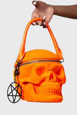 Grave Digger Skull Handbag [ORANGE VELVET] - Resurrect