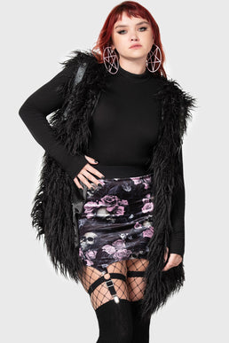 Cassandra Velvet Mini Skirt [BLACK/PINK] - Resurrect