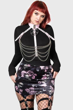 Cassandra Velvet Mini Skirt [BLACK/PINK] - Resurrect