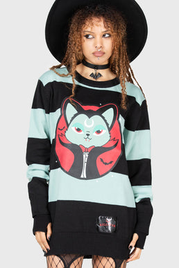 Vampurr Stripe Sweater [MINT] - Resurrect