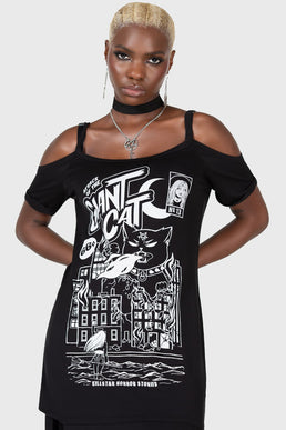 Cat Attack Distress Top - Resurrect