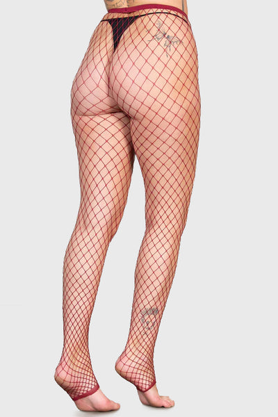 All Caught Up Fishnet Leggings [BURGUNDY]