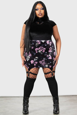 Cassandra Velvet Mini Skirt [BLACK/PINK]