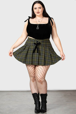 Pleated mini skirt plus size best sale