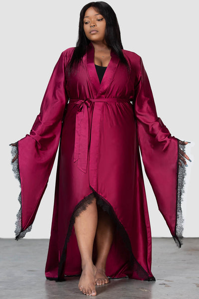 Plus size silky robe hotsell