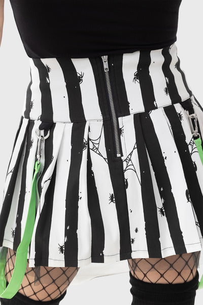 Distressed Stripe Pleated Mini Skirt Killstar