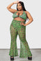 Emerald Sugar Mesh Flare Trousers