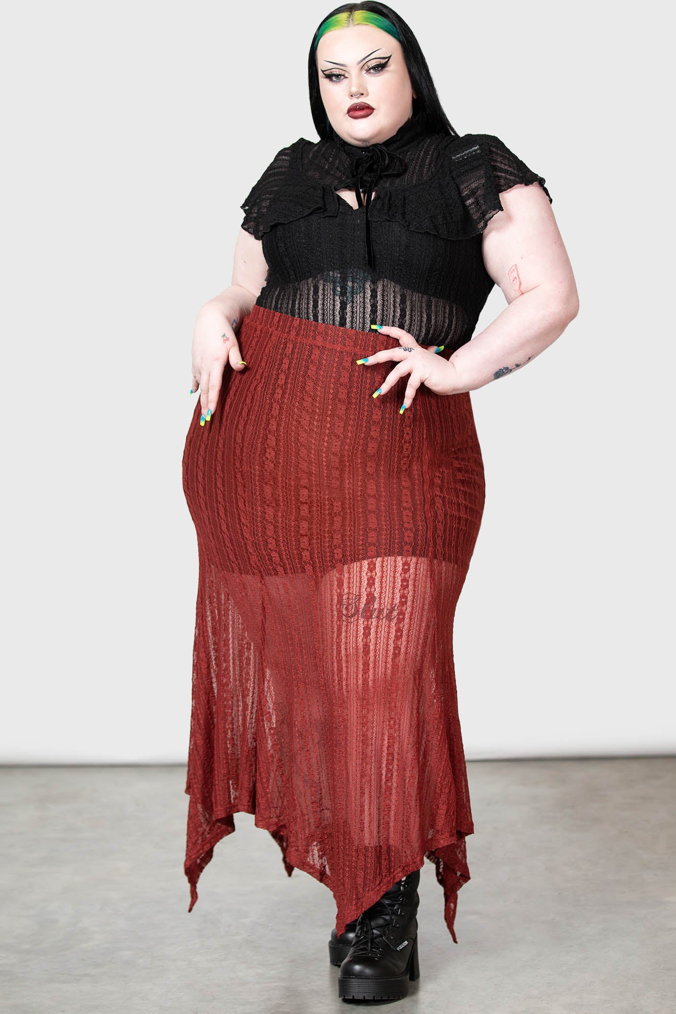 Plus size shop sheer maxi skirt