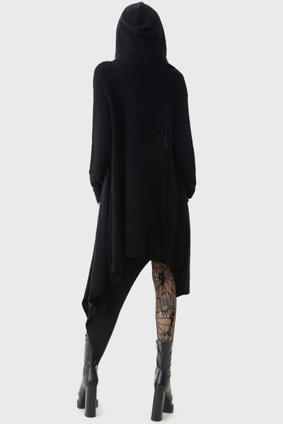 Black hooded cardigan best sale