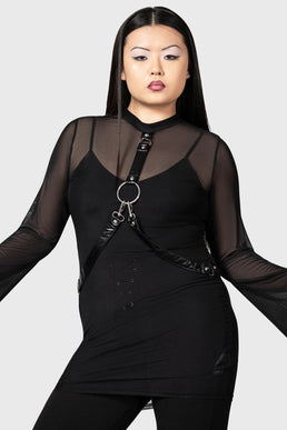 Sheer Bondage Long Sleeve Dress - Resurrect