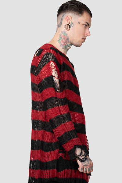 Red and black striped sweater clearance mens