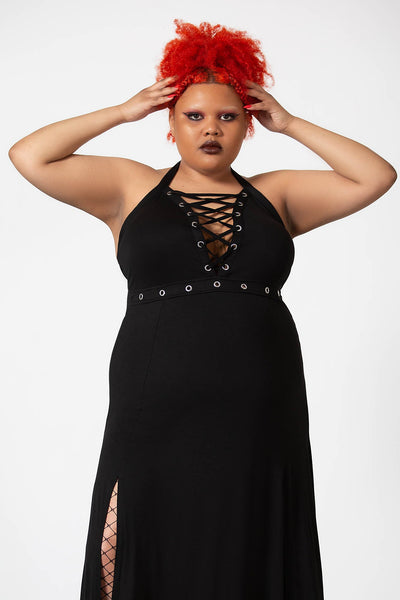 Plus size black halter dress best sale