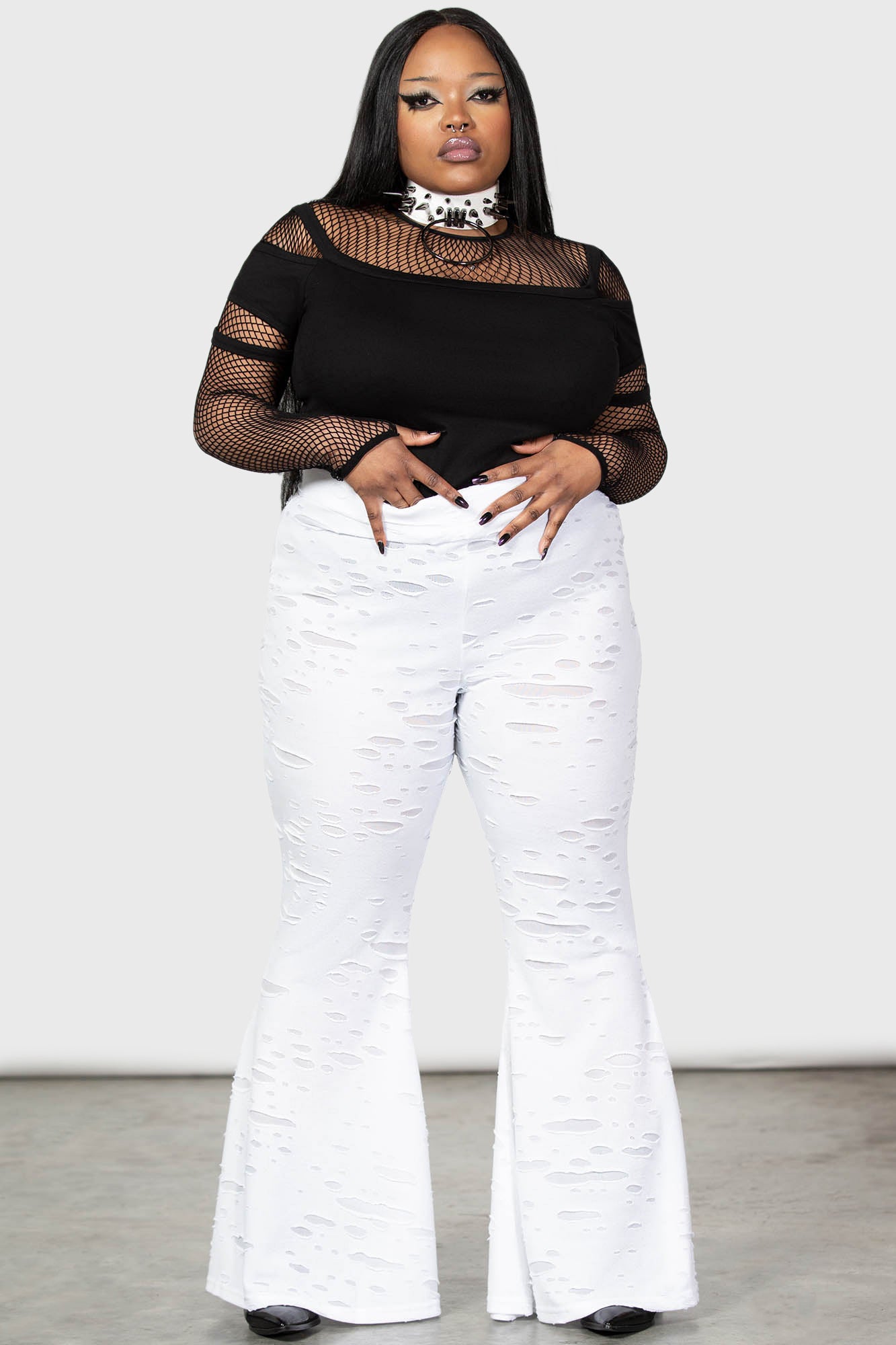 Plus size white hot sale bell bottom pants