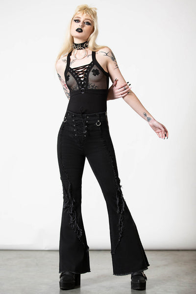 Dasia Lace-Up Bell Bottoms | Killstar