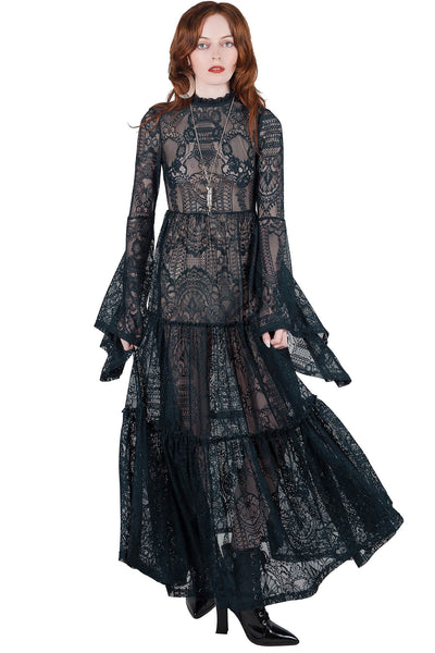 Hecate Lace Maxi Dress [Emerald] | Killstar