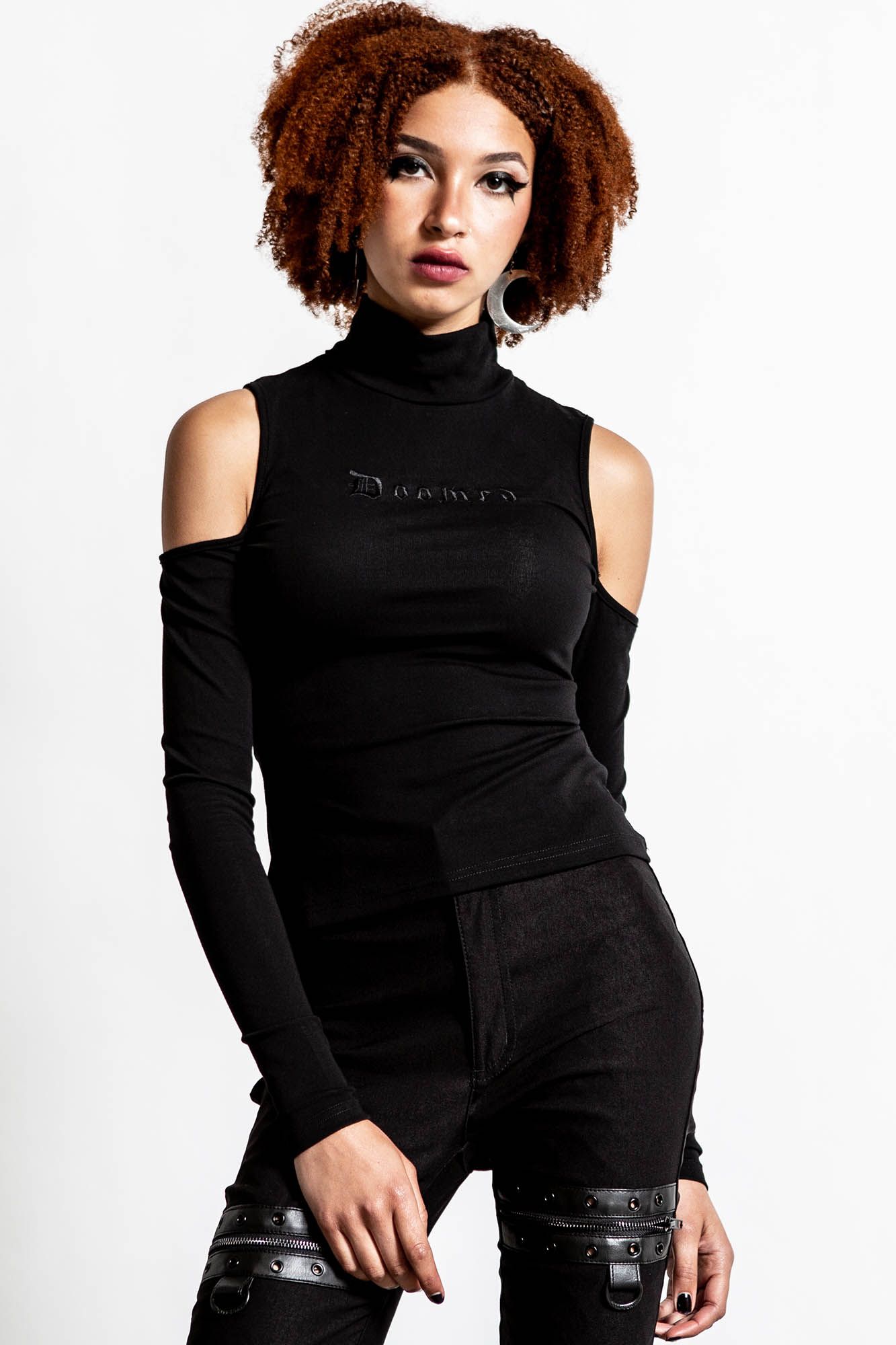 Faux leather clearance scale sleeve turtleneck