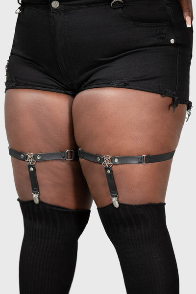 Strapped in Thigh Garters - Crimson