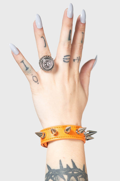 Choice of Black Spike Or Silver Spike Stud Vegan Leather Ring — Our Widow